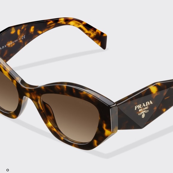Prada Gradient Sienna Symbole Tortoise SPR07Y Acetate Italian Cat Eye Sunglasses - Picture 6 of 9